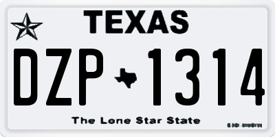 TX license plate DZP1314
