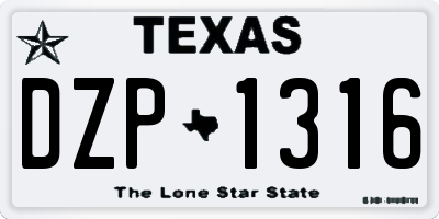 TX license plate DZP1316