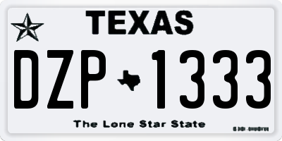 TX license plate DZP1333
