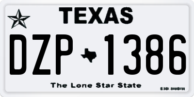TX license plate DZP1386