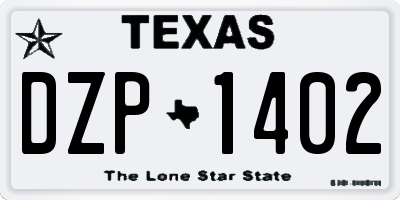 TX license plate DZP1402