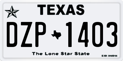 TX license plate DZP1403