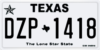 TX license plate DZP1418