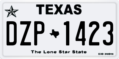 TX license plate DZP1423