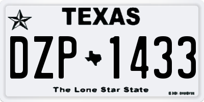 TX license plate DZP1433