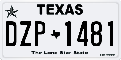 TX license plate DZP1481
