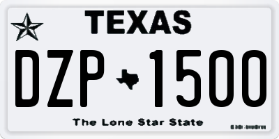 TX license plate DZP1500
