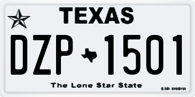 TX license plate DZP1501
