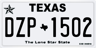 TX license plate DZP1502