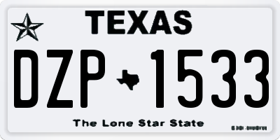 TX license plate DZP1533