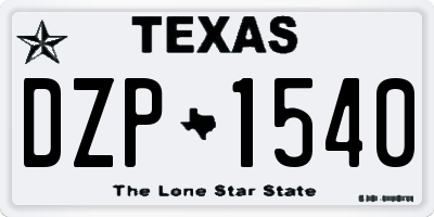 TX license plate DZP1540