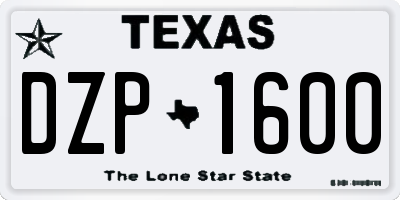 TX license plate DZP1600