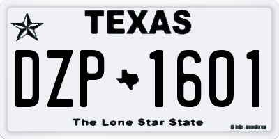 TX license plate DZP1601