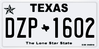 TX license plate DZP1602