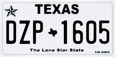TX license plate DZP1605