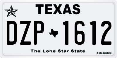 TX license plate DZP1612