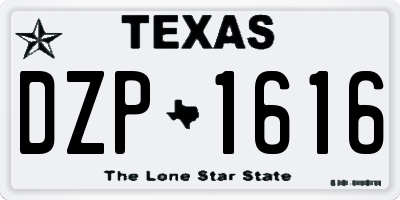 TX license plate DZP1616