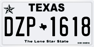 TX license plate DZP1618