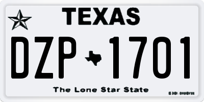 TX license plate DZP1701
