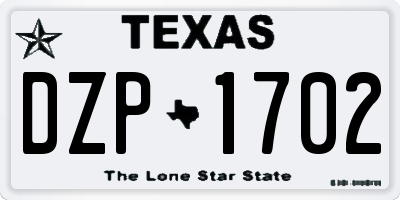 TX license plate DZP1702