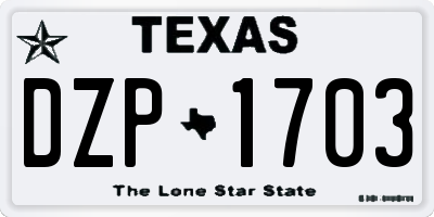 TX license plate DZP1703