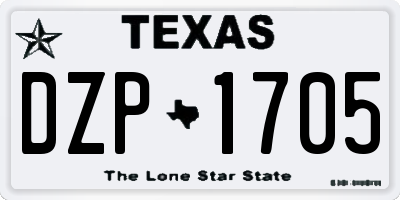 TX license plate DZP1705