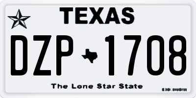 TX license plate DZP1708