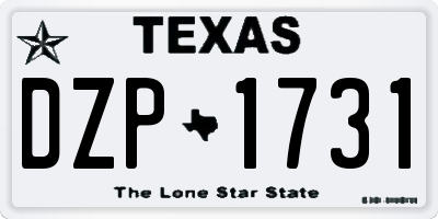 TX license plate DZP1731