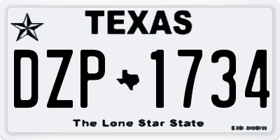 TX license plate DZP1734