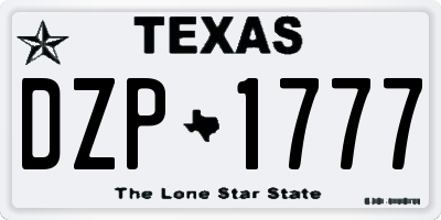 TX license plate DZP1777
