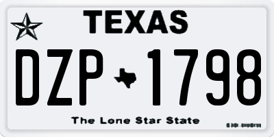 TX license plate DZP1798