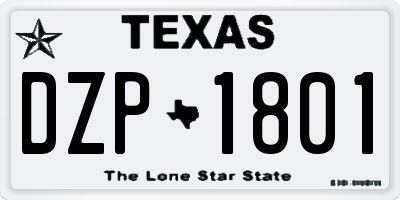 TX license plate DZP1801