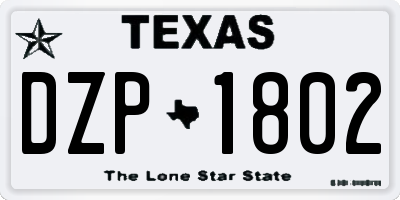 TX license plate DZP1802