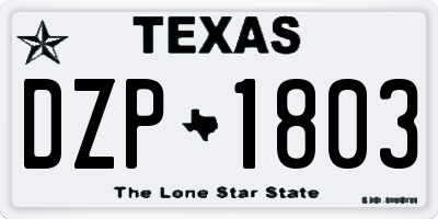 TX license plate DZP1803