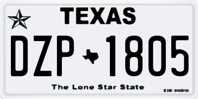TX license plate DZP1805