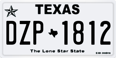 TX license plate DZP1812