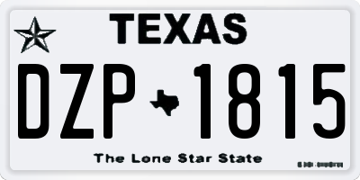 TX license plate DZP1815