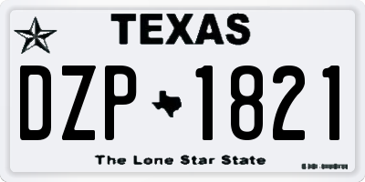 TX license plate DZP1821