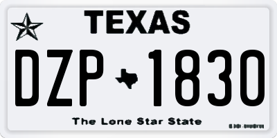 TX license plate DZP1830
