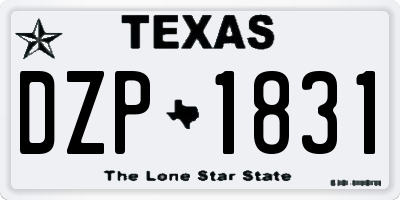 TX license plate DZP1831