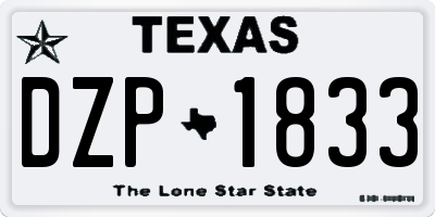 TX license plate DZP1833