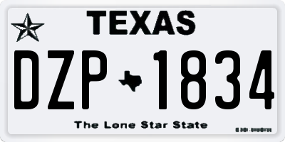 TX license plate DZP1834