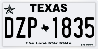 TX license plate DZP1835