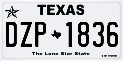 TX license plate DZP1836