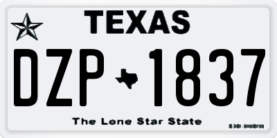 TX license plate DZP1837