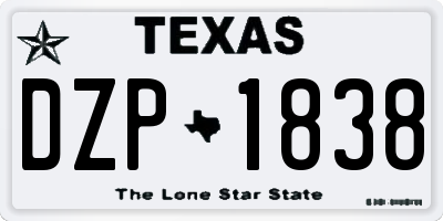 TX license plate DZP1838