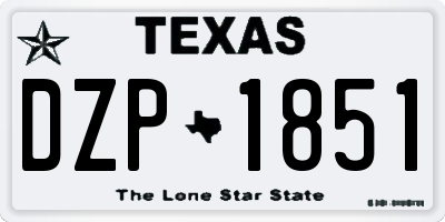 TX license plate DZP1851