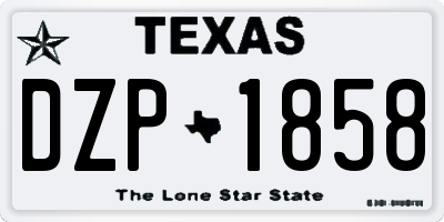 TX license plate DZP1858