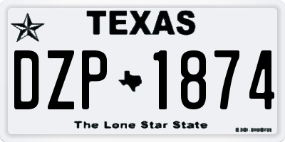 TX license plate DZP1874