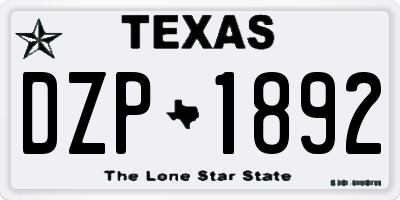 TX license plate DZP1892